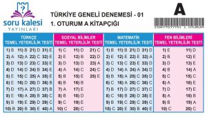 Türkiye Geneli Denemesi 1. Oturum A Kitapçığı Cevapları Soru Kalesi Yayınları