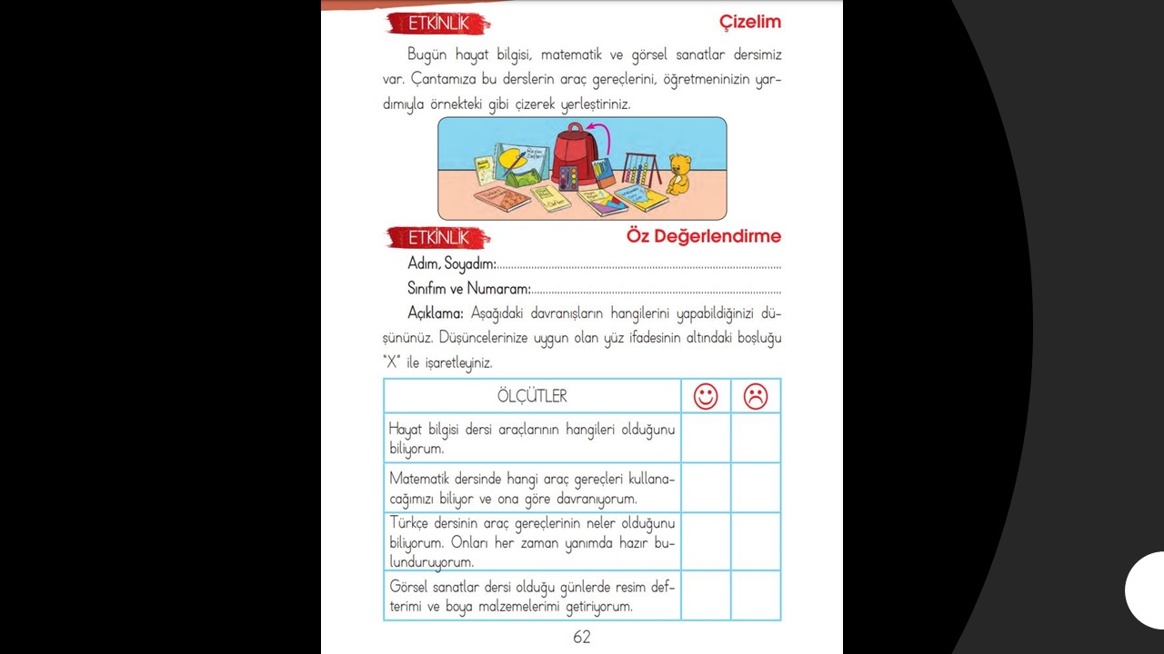 1. Sınıf Hayat Bilgisi Ders Kitabı Cevapları İhsan Yayınları Sayfa 62