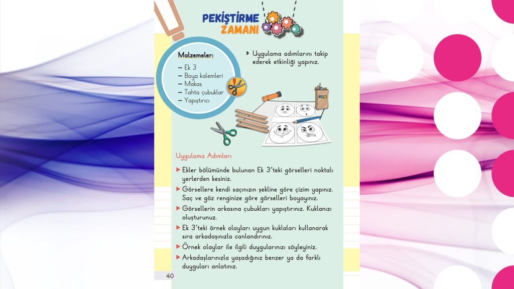 1. Sınıf Hayat Bilgisi Ders Kitabı 1. Kitap Cevapları Meb Yayınları Sayfa 40
