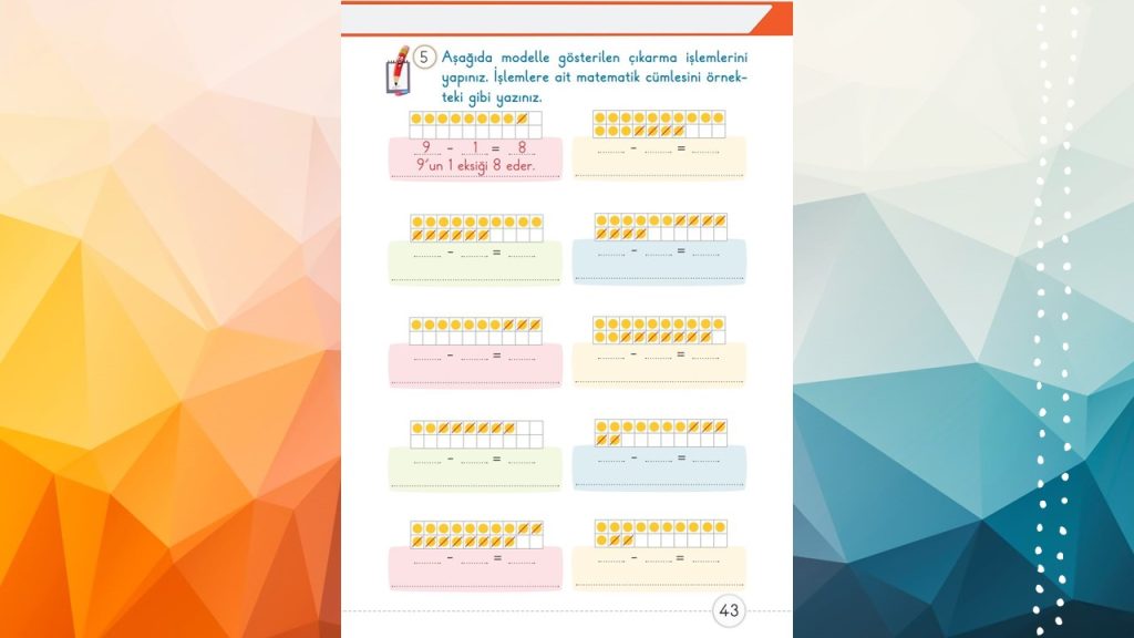 1. Sınıf Matematik Ders Kitabı 2. Kitap Cevapları Meb Yayınları Sayfa 43