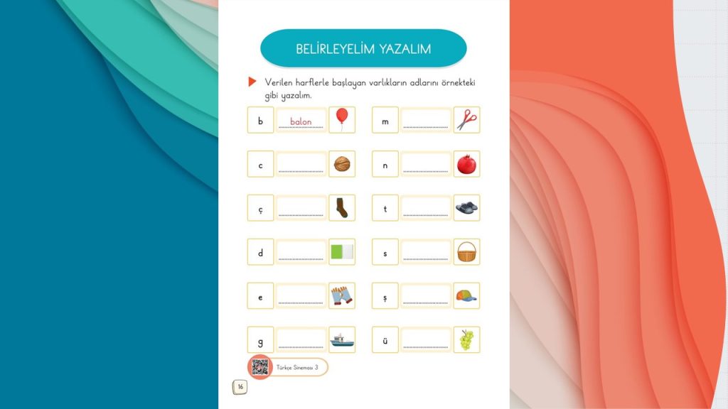 1. Sınıf Türkçe Ders Kitabı 1. Kitap Cevapları Meb Yayınları Sayfa 16