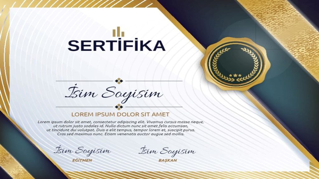 Eğitim sonrası verilen kurs bitirme belgesi