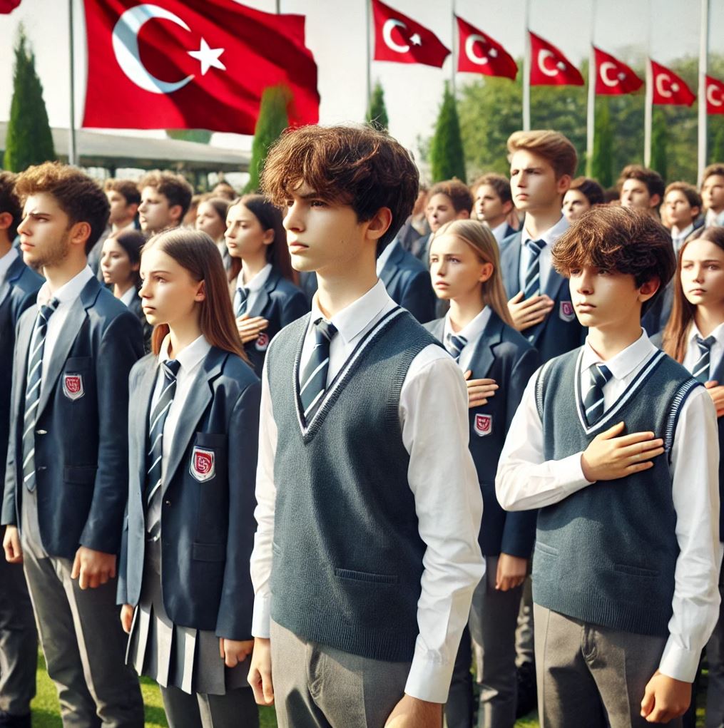 İstiklal Marşı Okuyan Öğrenciler