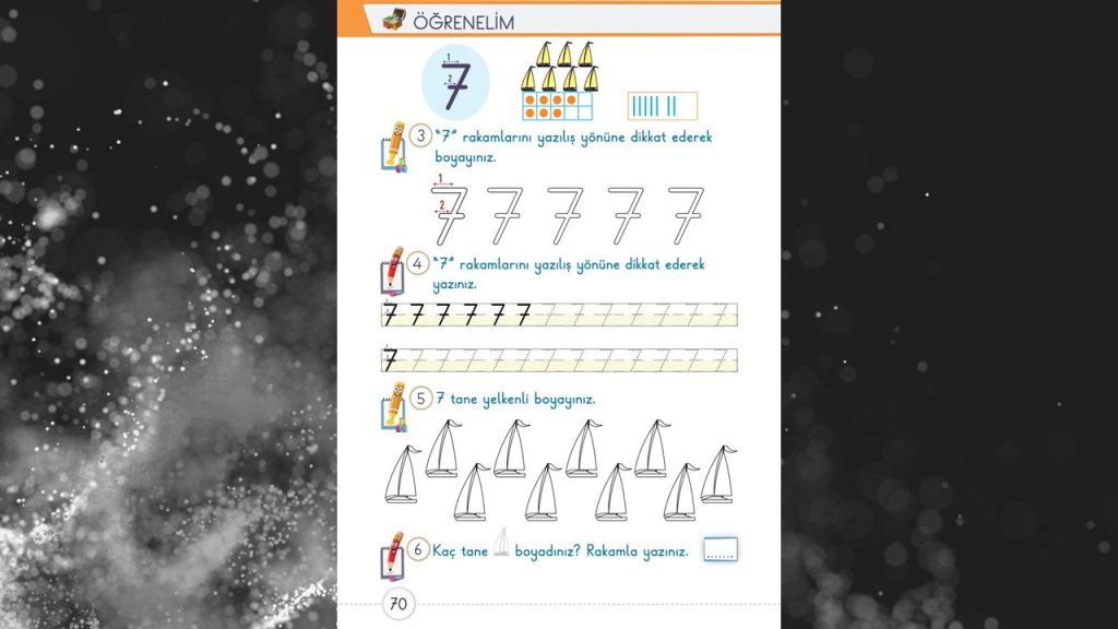 1. Sınıf Matematik Ders Kitabı 1. Kitap Cevapları Meb Yayınları Sayfa 70