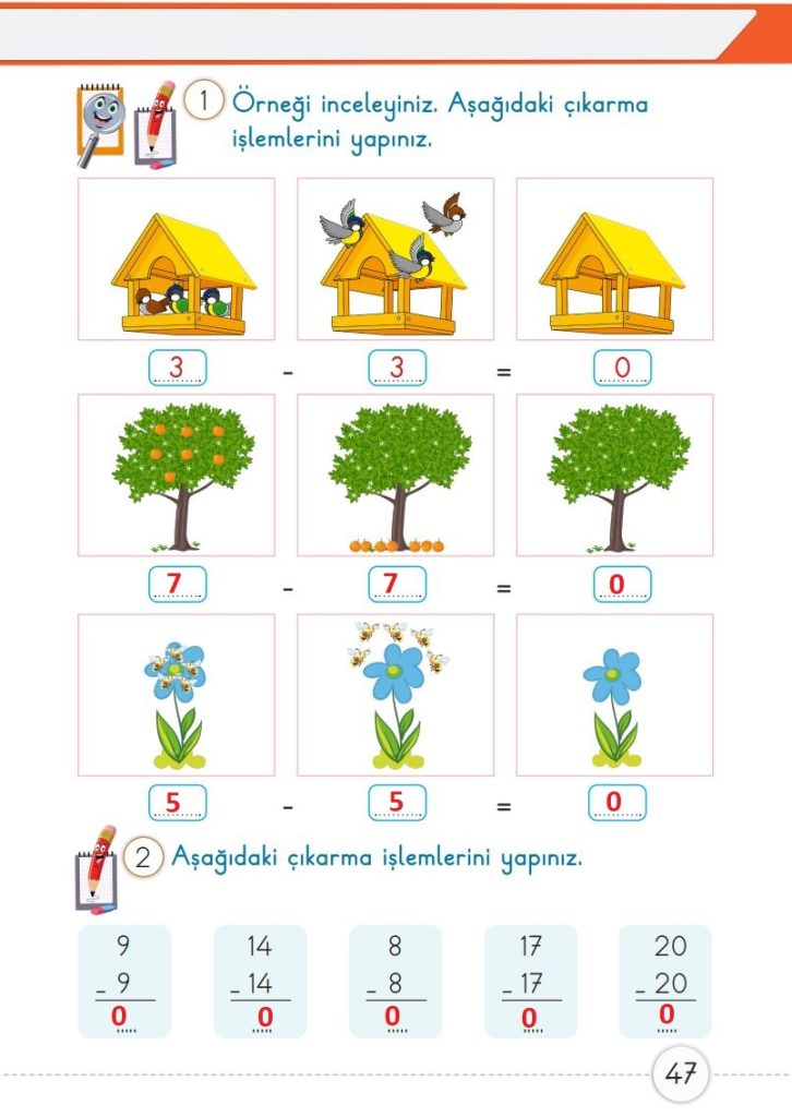 1. Sınıf Matematik Ders Kitabı 2. Kitap Cevapları Meb Yayınları Sayfa 47