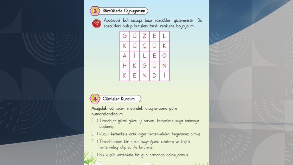 1. Sınıf Tohum Okuma ve Yazma Çalışma Yaprakları 3. Kitapçık Cevapları Meb Yayınları Sayfa 45