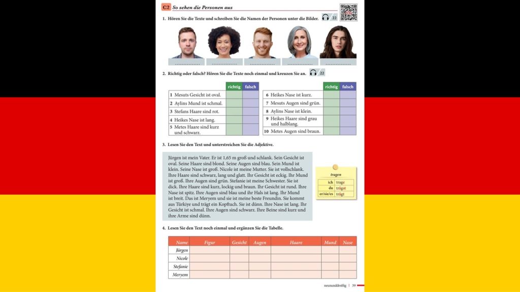 9. Sınıf Almanca A1.1 Ders Kitabı Cevapları Meb Yayınları Sayfa 39