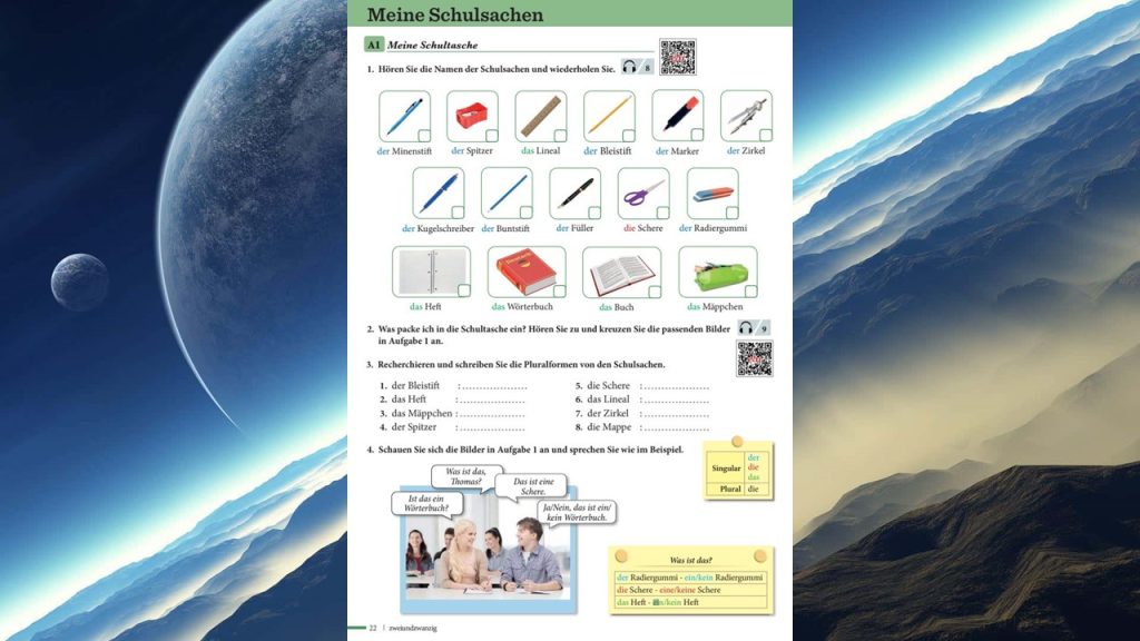 12. Sınıf Almanca A1.1 Ders Kitabı Cevapları Meb Yayınları Sayfa 22