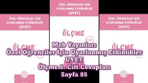 Özel Öğrenciler İçin Uyarlanmış Etkinlikler (UYET) Ölçme 5. Cilt Cevapları Sayfa 85