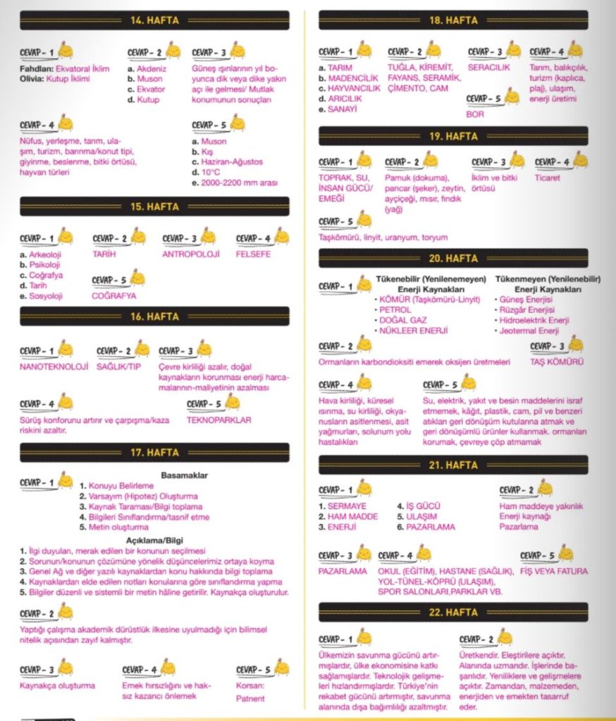 6. Sınıf Sosyal Bilgiler 30 Haftalık Deneme Cevap Anahtarı Hız Yayınları