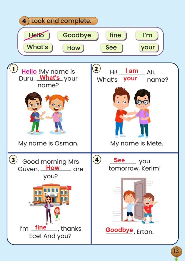 2. Sınıf İngilizce Çalışma Kitabı Cevapları Meb Yayınları Sayfa 13