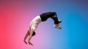 This athlete is not an aerialist or trapezist