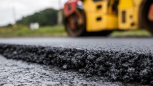 Dark, solid substance used for roads, pathways