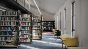 Not just books, there are also _____ in a library.