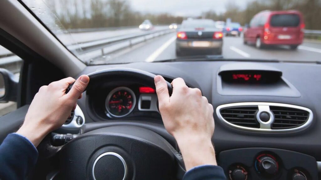 You shouldn’t _____ while driving.