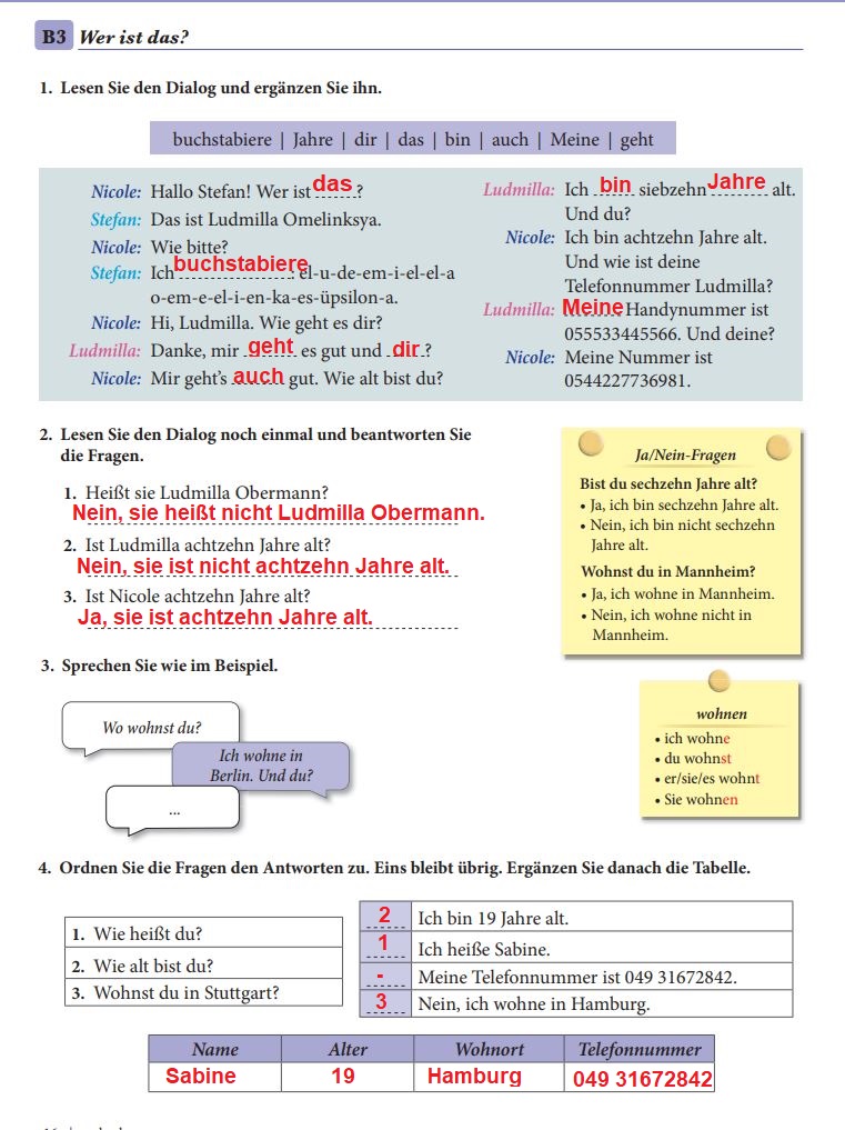 Almanca A1.1 Ders Kitabı Cevapları Meb Yayınları Sayfa 16