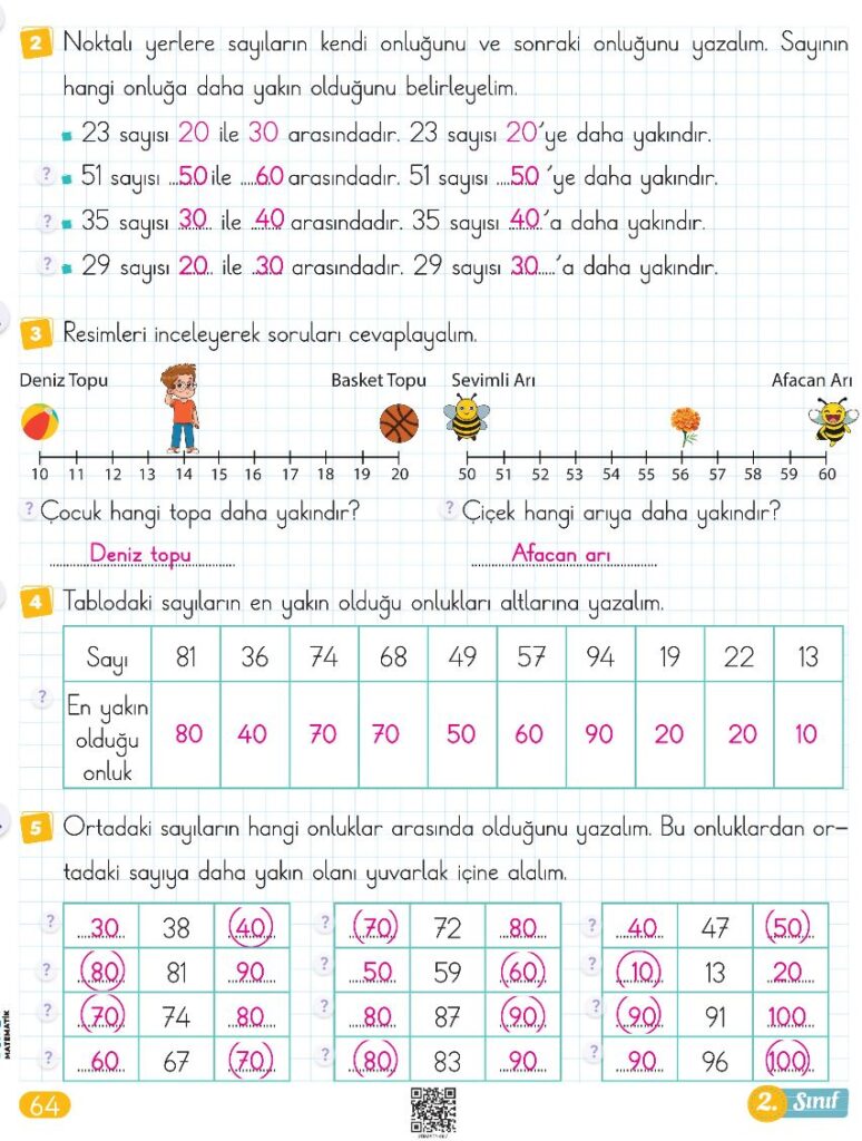 2. Sınıf Bingo Matematik Kitabı 1. Kitap Cevapları Berkay Yayıncılık Sayfa 64