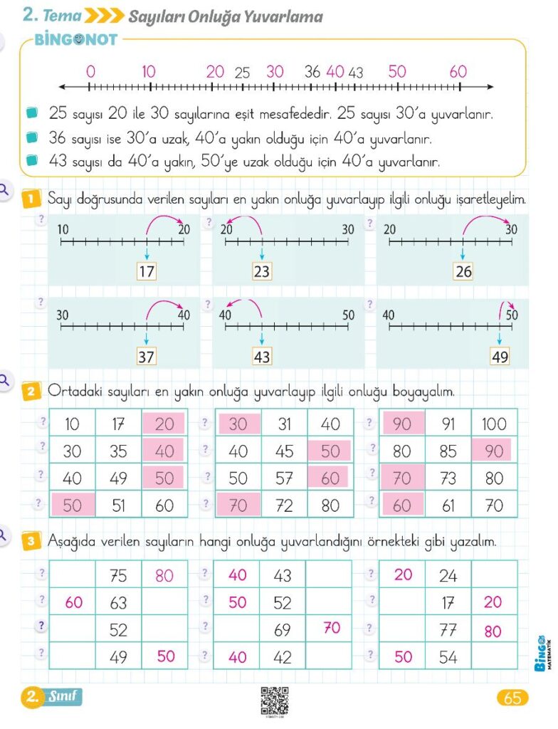 2. Sınıf Bingo Matematik Kitabı 1. Kitap Cevapları Berkay Yayıncılık Sayfa 65