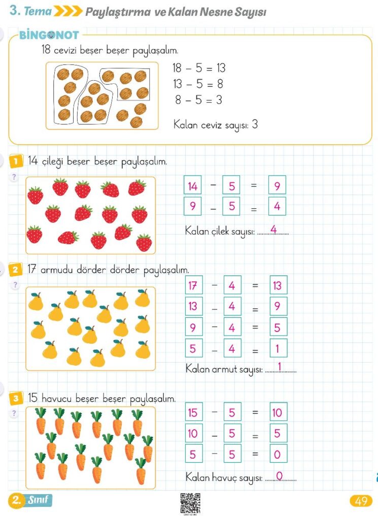 2. Sınıf Bingo Matematik Kitabı 2. Kitap Cevapları Berkay Yayıncılık Sayfa 49