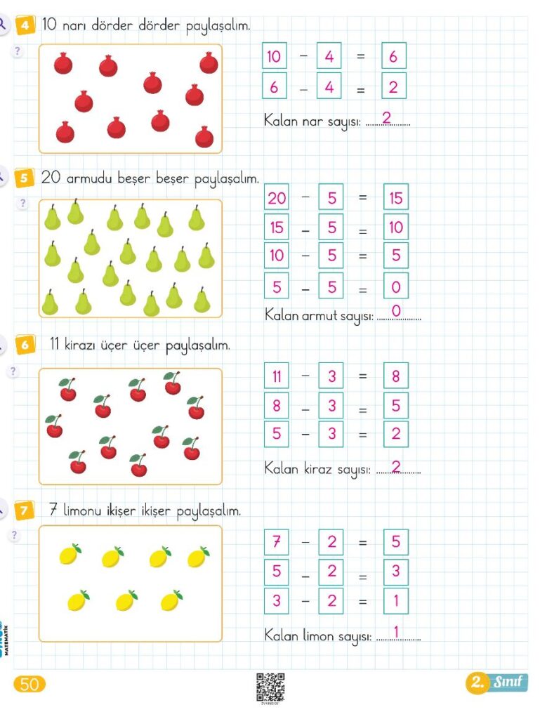 2. Sınıf Bingo Matematik Kitabı 2. Kitap Cevapları Berkay Yayıncılık Sayfa 50