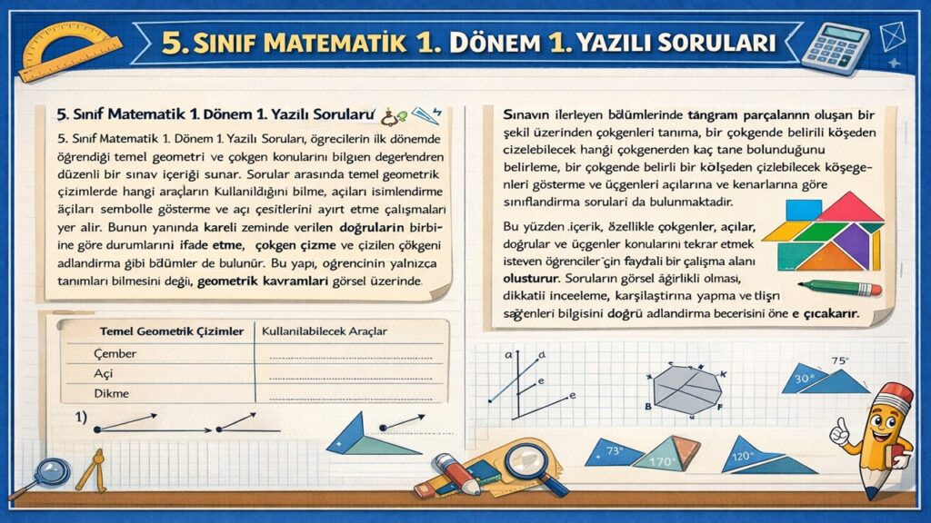 5. Sınıf Matematik 1. Dönem 1. Yazılı Soruları