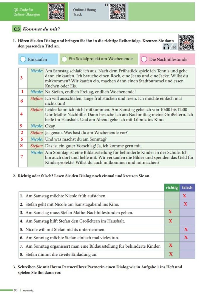 Almanca A1.1 Ders Kitabı Cevapları Meb Yayınları Sayfa 90