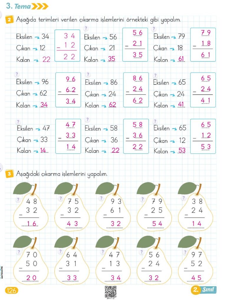 2. Sınıf Bingo Matematik Kitabı 1. Kitap Cevapları Berkay Yayıncılık Sayfa 126