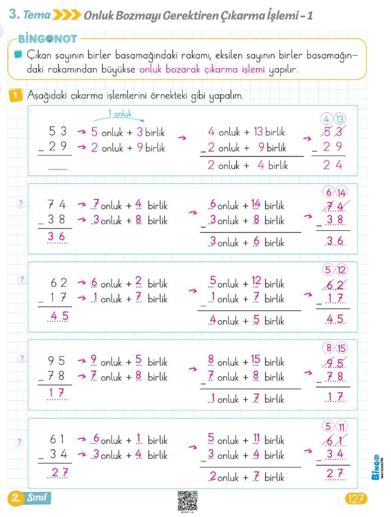2. Sınıf Bingo Matematik Kitabı 1. Kitap Cevapları Berkay Yayıncılık Sayfa 127