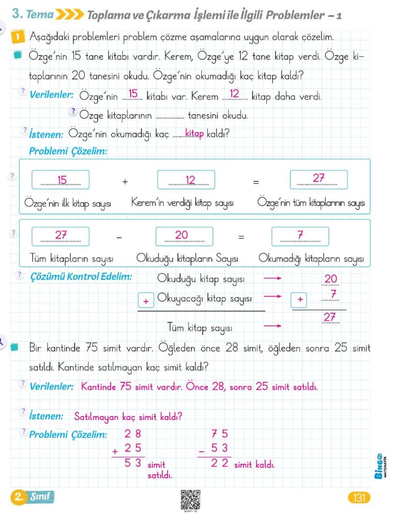 2. Sınıf Bingo Matematik Kitabı 1. Kitap Cevapları Berkay Yayıncılık Sayfa 131