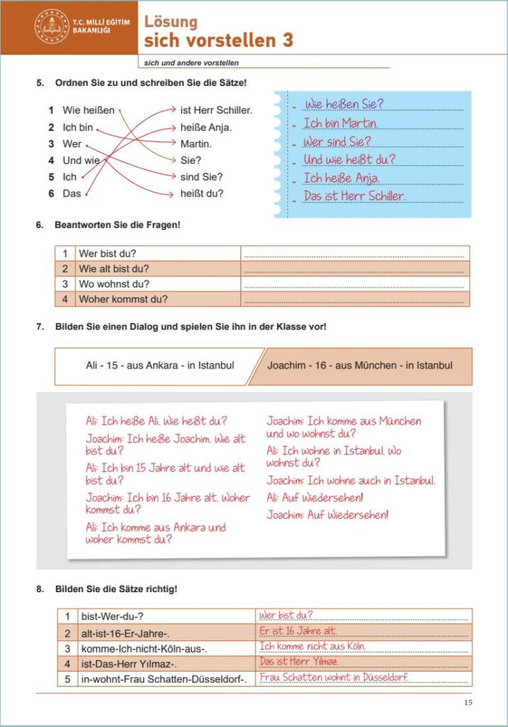 Almanca A1.1 Beceri Temelli Etkinlik Kitabı Cevapları Meb Yayınları Sayfa 15