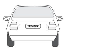 Trafikte bulunanları uyarmak için, şekildeki aracın arkasında yanmakta olan geri vites lambalarının rengi aşağıdakilerden hangisidir?