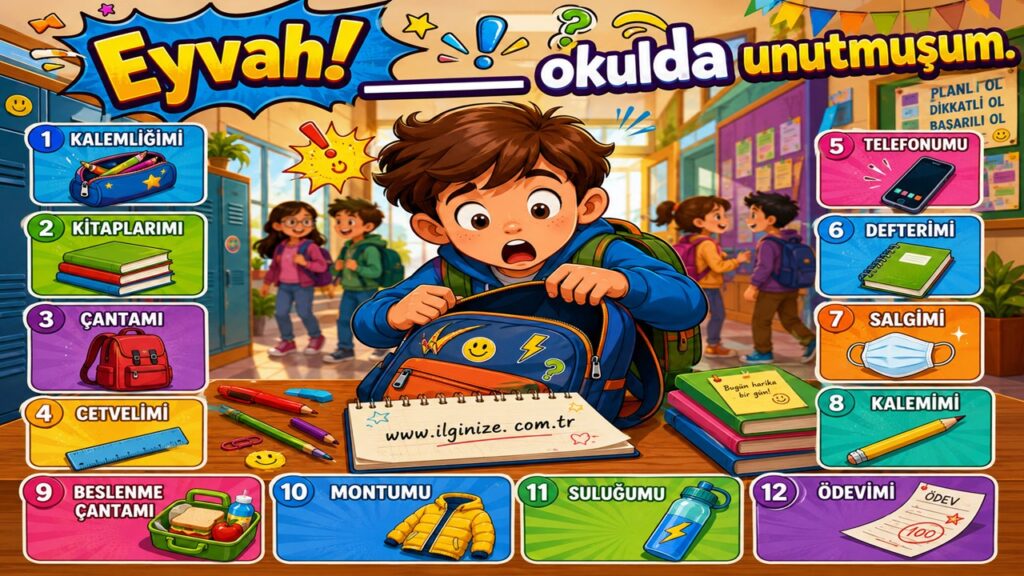 Eyvah! _____ okulda unutmuşum.