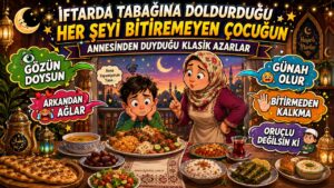 İftarda tabağına doldurduğu her şeyi bitiremeyen çocuğun annesinden duyduğu klasik azarlar