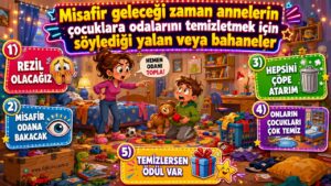 Misafir geleceği zaman annelerin çocuklara odalarını temizletmek için söylediği yalan veya bahaneler