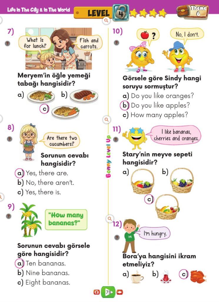 2. Sınıf İngilizce Test Kitabı Cevapları Bonny Level Up Foren Elt Sayfa 78