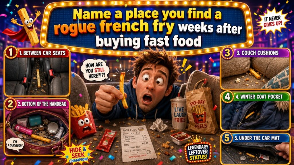 Name a place you find a rogue french fry weeks after buying fast food