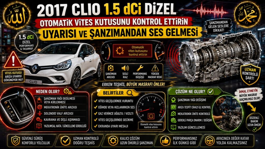 2017 Clio 1.5 dCi Dizel Otomatik Vites Kutusunu Kontrol Ettirin Uyarısı ve Şanzımandan Ses Gelmesi – Nedenleri ve Çözüm Yolları