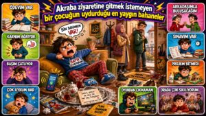 Akraba ziyaretine gitmek istemeyen bir çocuğun uydurduğu en yaygın bahaneler