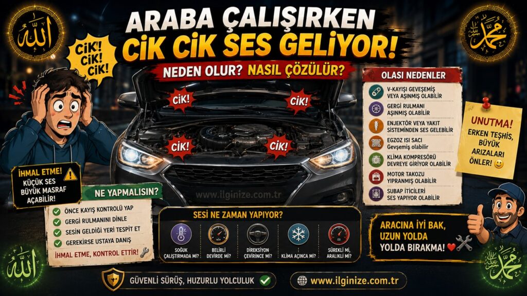 Araba Çalışırken Cik Cik Ses Geliyor – Nedenleri ve Çözüm Yolları
