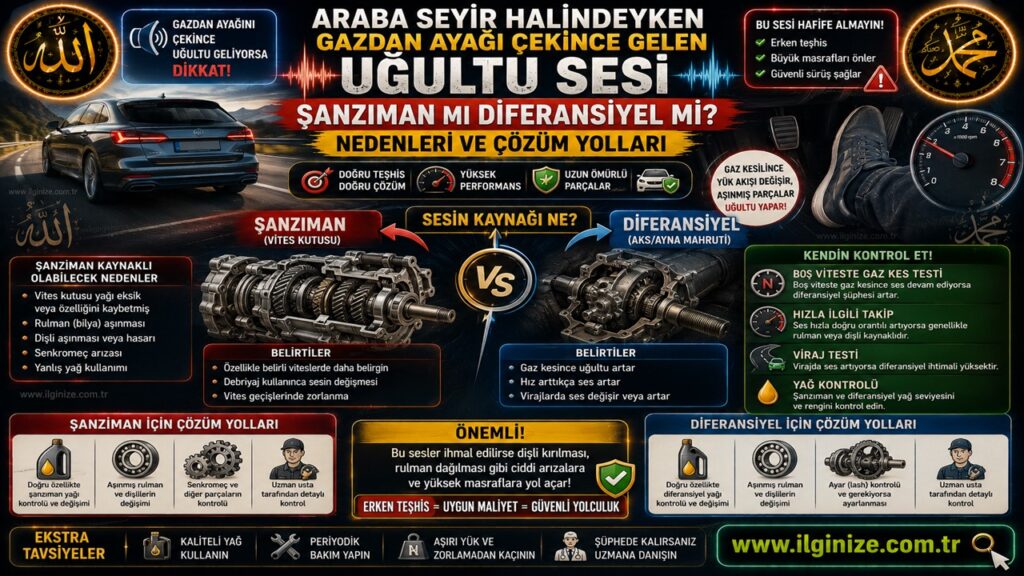 Araba Seyir Halindeyken Gazdan Ayağı Çekince Gelen Uğultu Sesi – Şanzıman mı Diferansiyel mi? Nedenleri ve Çözüm Yolları