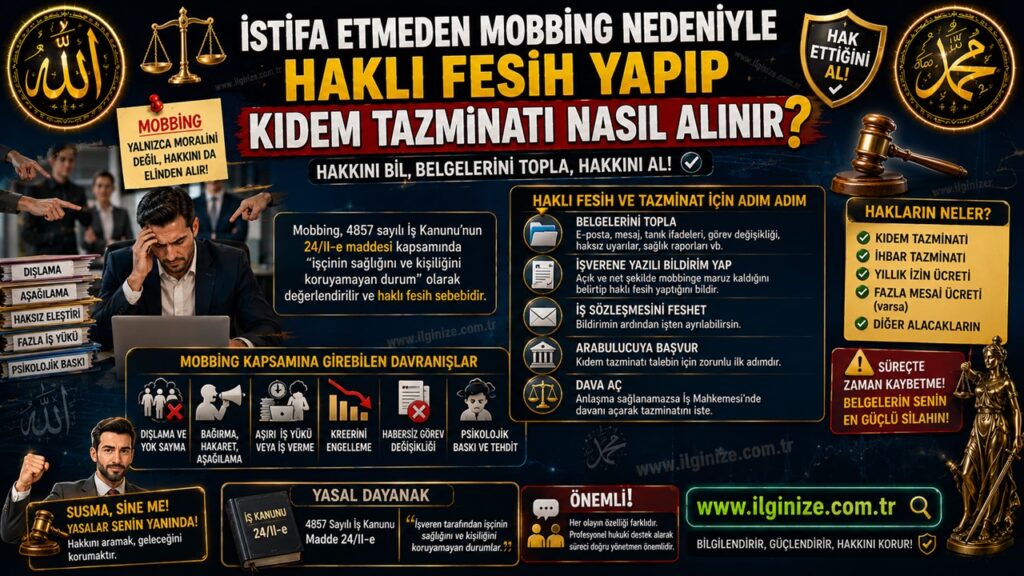 İstifa Etmeden Mobbing Nedeniyle Haklı Fesih Yapıp Kıdem Tazminatı Nasıl Alınır?