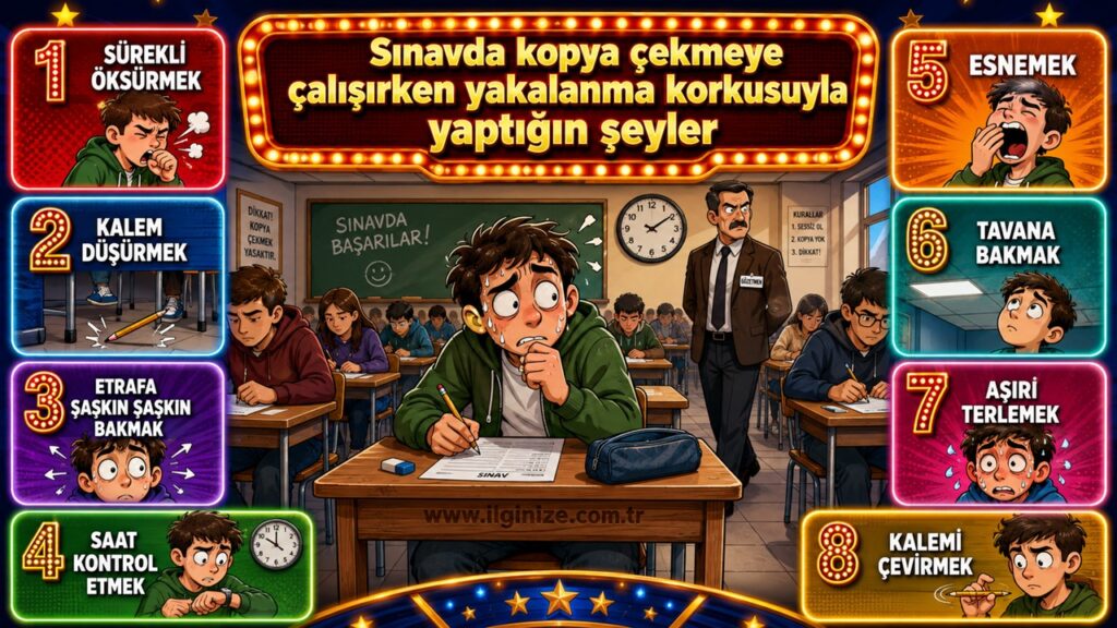 Sınavda kopya çekmeye çalışırken yakalanma korkusuyla yaptığın şeyler