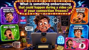 What is something embarrassing that could happen during a video call if your connection freezes?