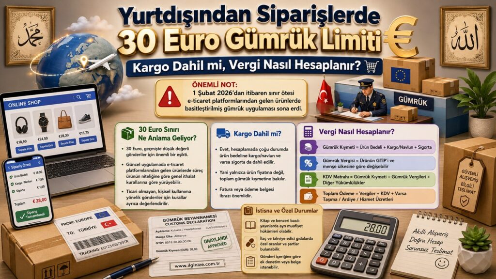 Yurtdışından Siparişlerde 30 Euro Gümrük Limiti – Kargo Dahil mi, Vergi Nasıl Hesaplanır?