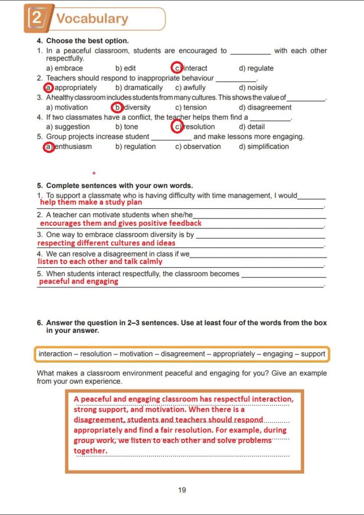 7. Sınıf İngilizce Çalışma Kitabı Cevapları MultiEnglish MEB Yayınları Sayfa 19