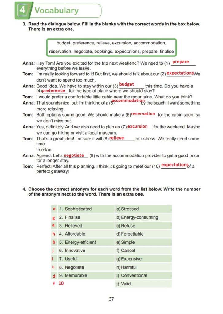 7. Sınıf İngilizce Çalışma Kitabı Cevapları MultiEnglish MEB Yayınları Sayfa 37