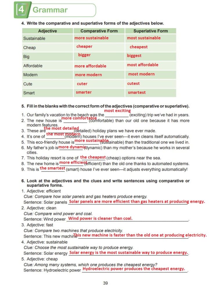 7. Sınıf İngilizce Çalışma Kitabı Cevapları MultiEnglish MEB Yayınları Sayfa 39