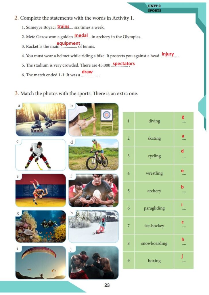 7. Sınıf İngilizce Ders Kitabı Cevapları Meb Yayınları Sayfa 23