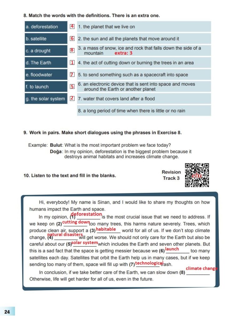 7. Sınıf İngilizce Ders Kitabı Cevapları MultiEnglish MEB Yayınları Sayfa 24