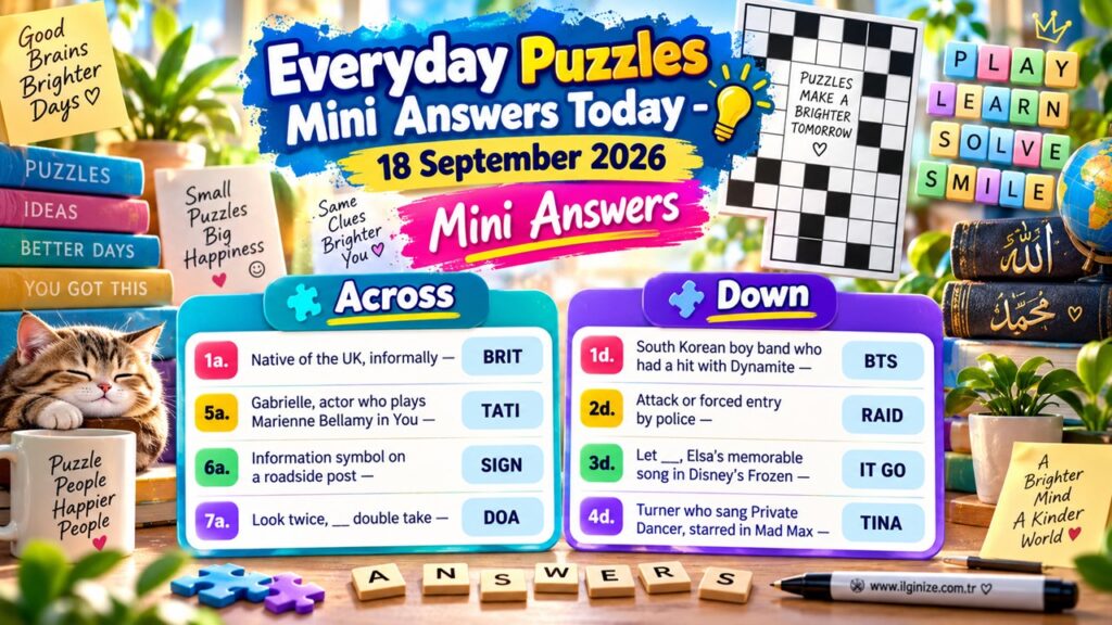 Everyday Puzzles Mini Answers Today – 18 September 2026